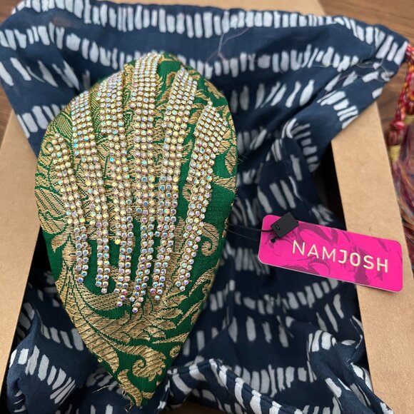 Namjosh Emerald & Gold Gem Headband | NWT | In Box